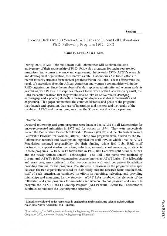 picture_Lucent Science Pdf 123205 | Looking Back Over 30 Years Doctoral Fellowships At At T Labs 1972 2002