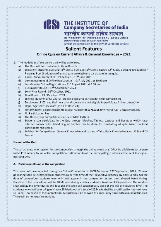 picture General Knowledge 2021 Pdf 123550 | Salient Features Online Gk Current Affairs Quiz 2021