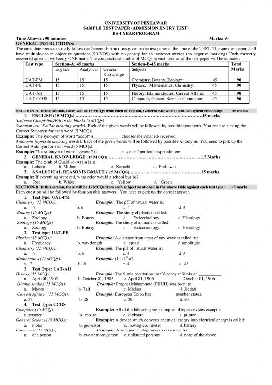 picture General Science Pdf In English 124925 | Sample Test Paper