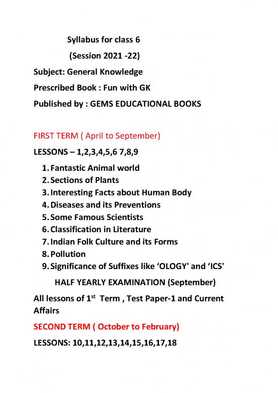 picture1_General Knowledge 2021 Pdf 123423 | Sylb Cls6 Gk 2122