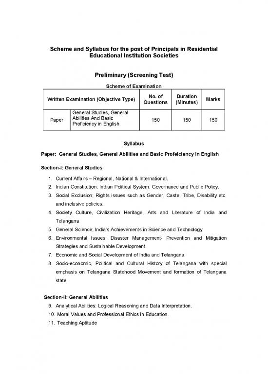 picture General Science Pdf In English 125086 | Syllabus Tspsc Principal In Residential Educational Institution Societies