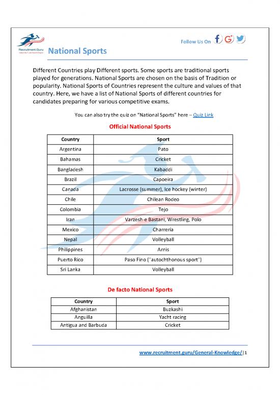 picture1_General Knowledge Pdf 123688 | World National Sports