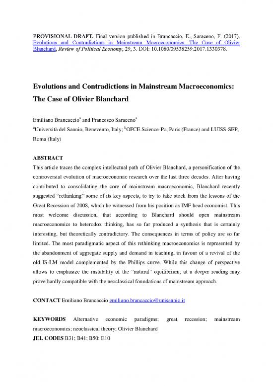 picture Blanchard Macroeconomics Pdf 127003 | Brancaccio Saraceno Rope 2017 Provisional Draft