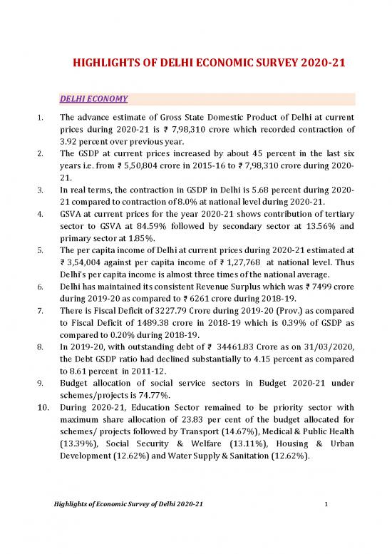 picture Economic Survey 125412 | Highlights Of Delhi Es 2020 21 (english)