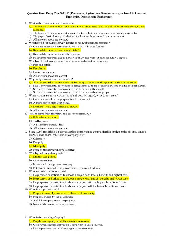 picture_Natural Resource Economics Pdf 126777 | Question Bank (economics) Entry Test 2021 22