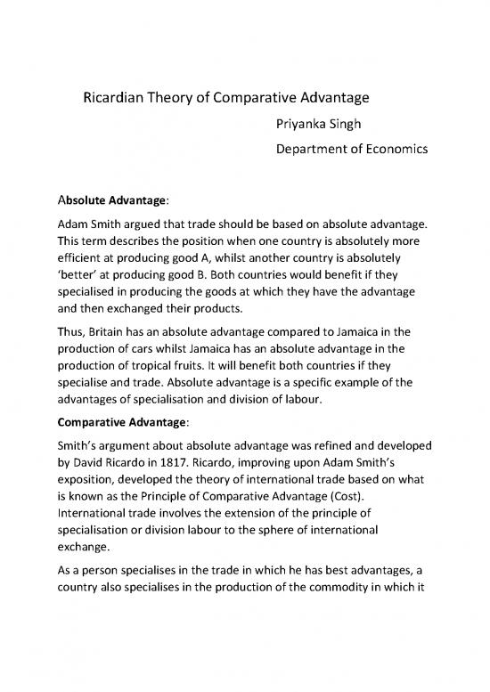 Production economics pdf 127245 ricardian theory of comparative advantage
