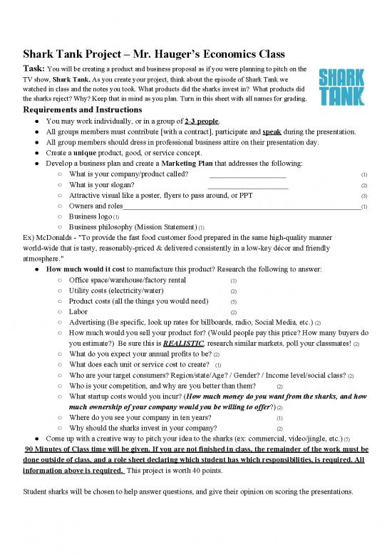 picture_Economics Project Pdf 127418 | Shark Tank Project Mr Haugers Economics Class Hhs