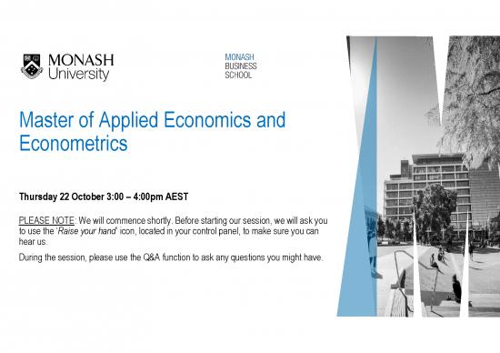 picture Applied Economics Pdf 127144 | Study Economics Econometrics Monash Business School 22 Oct 2020 Presentation