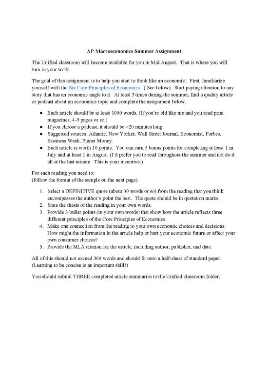 picture Macroeconomics Assignment Pdf 130025 | Ap Econ Summer 2019