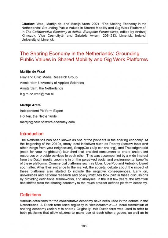 picture Sharing Economy Pdf 129867 | Chapter 16 The Sharing Economy In The Netherlands