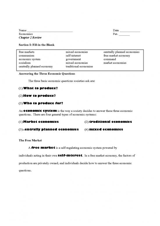 picture Free Market Economy Pdf 129049 | Chapter 2 Quiz Review Key