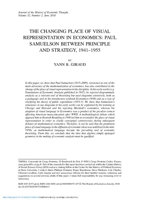picture_Div Class Title The Changing Place Of Visual Representation In Economics Paul Samuelson Between Principle And Strategy 1941 1955 Div