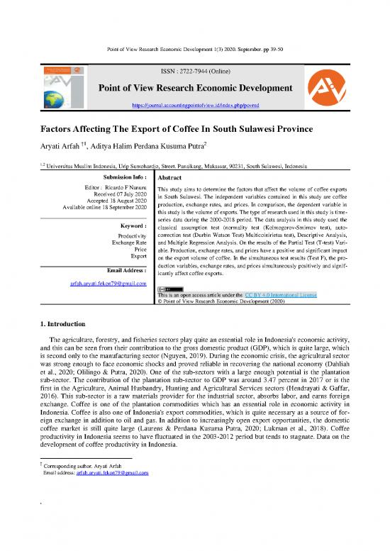 picture Factors Affecting Economic Development Pdf 128433 | Factors Affecting The Export Of Coffee In South Sulawesi Province