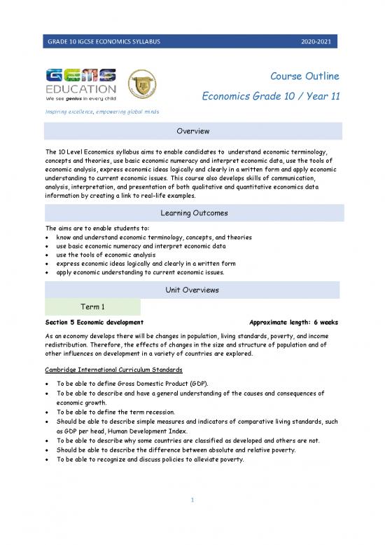 picture1_Economic Analysis Pdf 129048 | Grade 10 Economics  Syllabus Overview 2020 2021