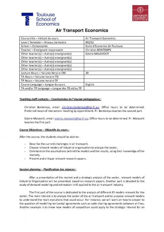 picture Transport Economics Pdf 129005 | M2 S2 Air Transport Economics Bontemps