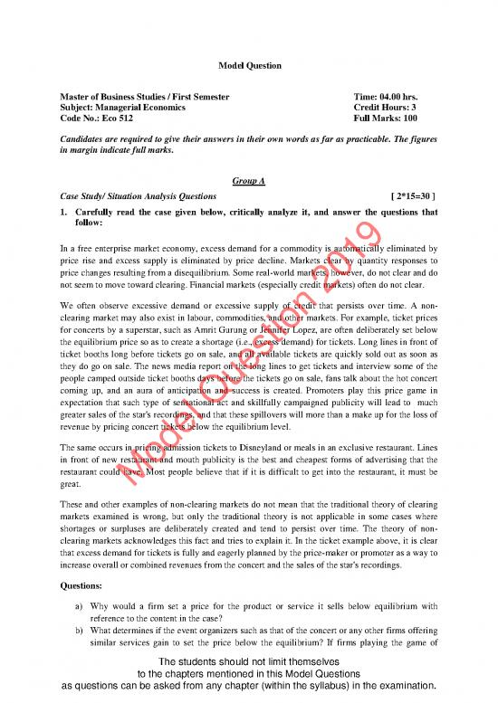 picture Free Market Economy Pdf 128725 | Mbs 1st Sem Model Question 2019