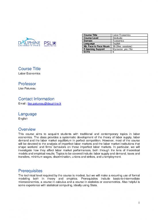 picture_Labor Economics Pdf 128171 | S2 Syllabus 2019  Labor Economics  Lise Patureau   I0ees25
