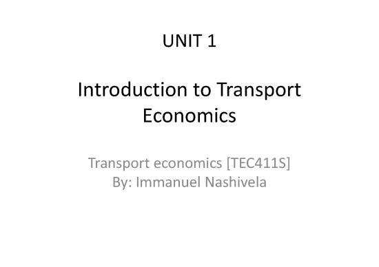 picture Transport Economics Pdf 128879 | Tec711s Unit 1 Introduction To Transport Economics