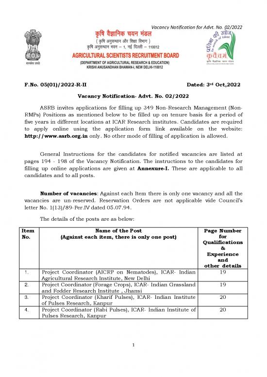 picture_Vacancy Notification Advt N 02 2022 For Non Rmp Positions