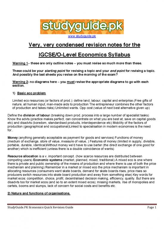 picture Igcse Economics Notes Pdf 128084 | Very Condensed Igcse Revision Notes Copy 2