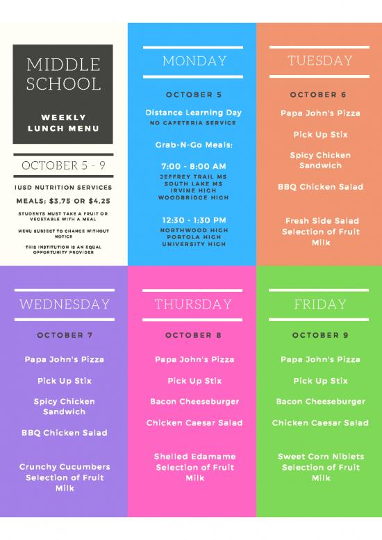picture_Papa John Nutrition Pdf 132655 | 05 Middle School Weekly Menu