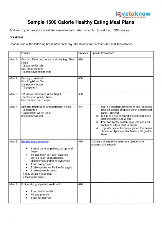 picture Healthy Eating Pdf 131096 | 1442 Sample 1500 Calorie Healthy Eating Meal Plans