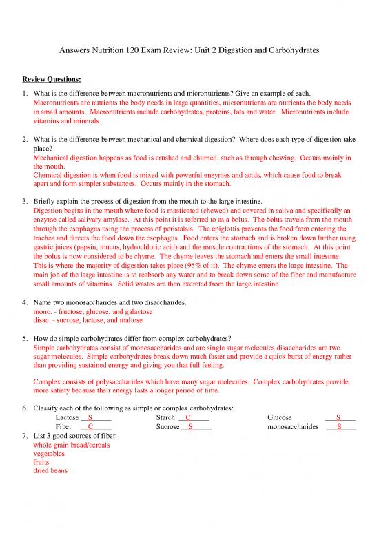 picture Macronutrients Pdf 132662 | Answers Nutrition 120 Exam Review Unit 2 Digestion And Carbohydrates