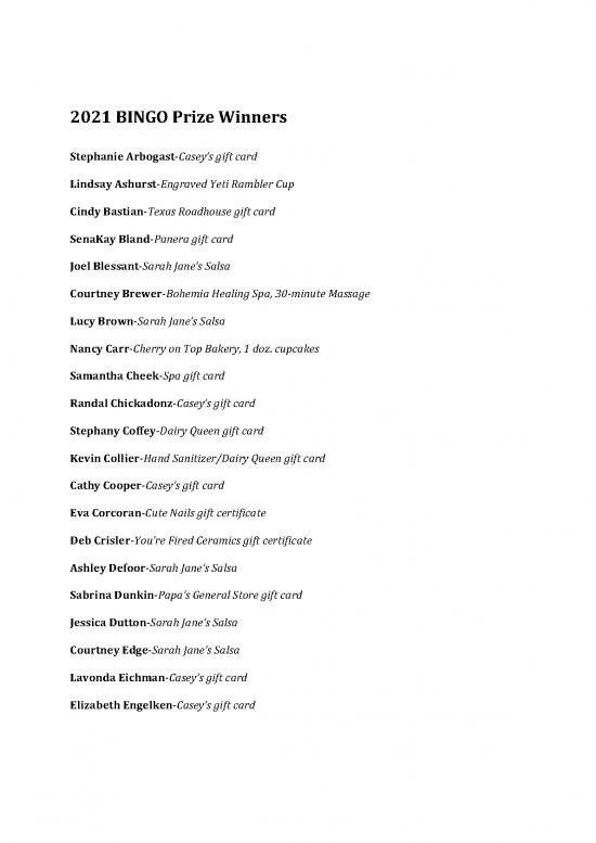 picture Nutrition Pdf 131444 | Bingo Prize Winners