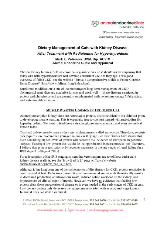 picture Dietary Modification Pdf 132427 | Dietary Management Of Cats With Hyperthyroidism Concurrent Renal Disease Final