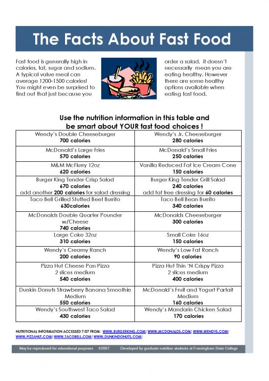 picture Nutrition Pdf 131320 | Fast Food