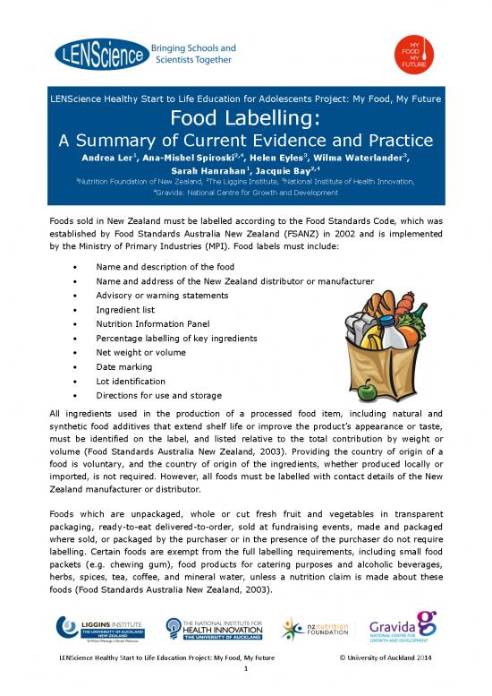 picture Nutrition Education Pdf 132412 | Food Labelling Teacher Resource Final 271114