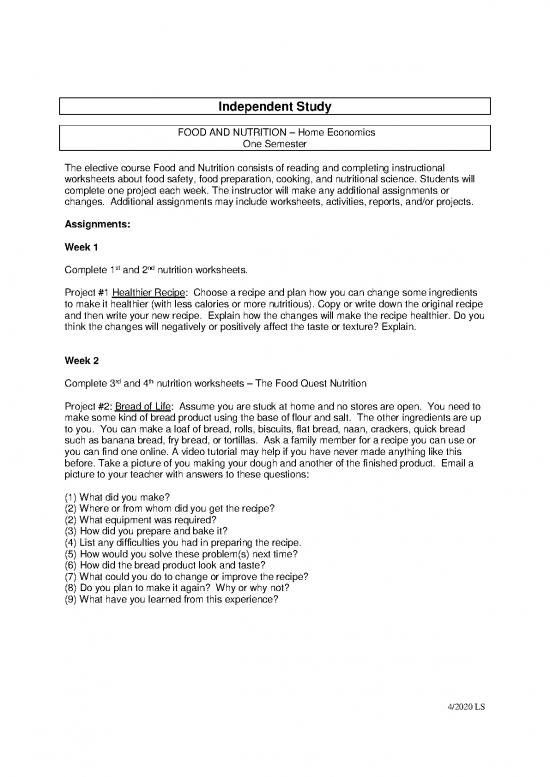 picture Nutrition Project Pdf 132837 | Foodandnutritionpacket