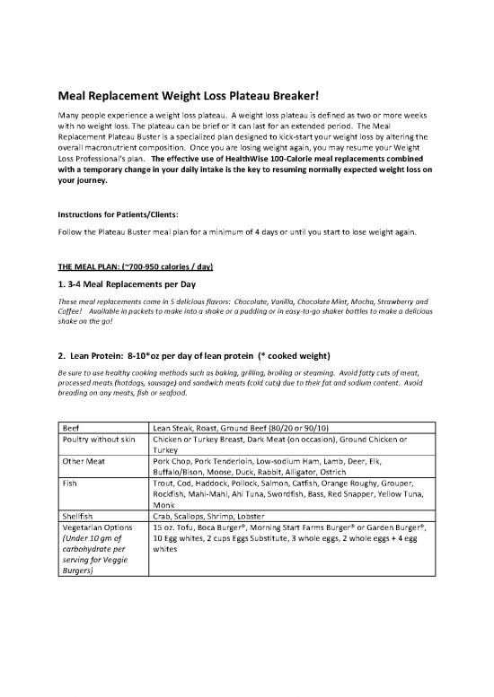 picture_Calories Pdf 132169 | Meal Replacement Plateau Breaker Plan Pdf