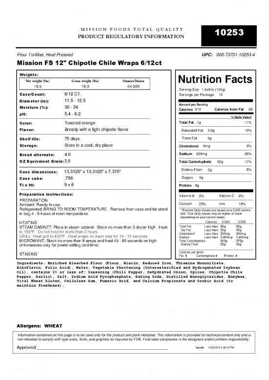 picture Nutrition Pdf 131447 | Mission Chipotle Tortilla Nutrition