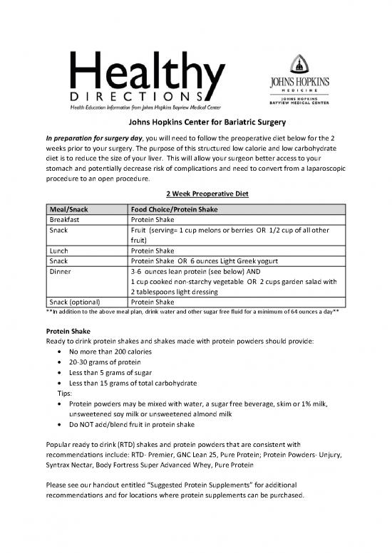 picture Diet Therapy Pdf 131336 | Nutrition Two Week Preoperative Liver Reduction Diet
