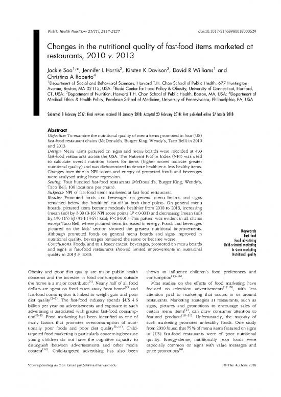 picture Burger King Nutrition Pdf 132890 | Soo  Et A Changes In The Nutritional Qualit Public Health Nutrition 2018