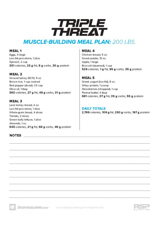 picture Muscle Building Meal Plan Pdf 131275 | Triple Threat Meal Plan 200lb Muscle Building Final