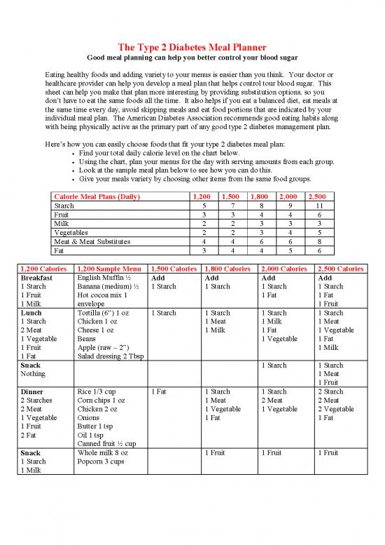 picture Food Calorie Chart Pdf 131375 | Type2diabetesmealplanner
