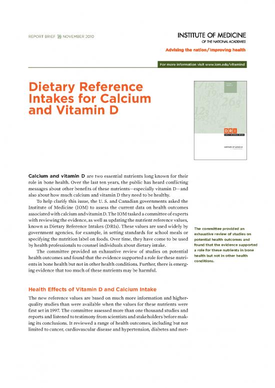 picture1_Dietary Reference Intakes Pdf 132722 | Vitamin D And Calcium 2010 Report Brief