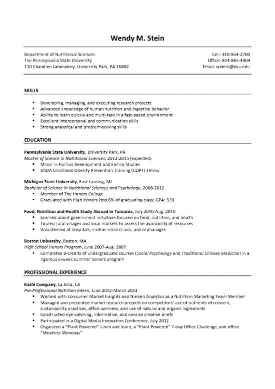picture Nutrition Pdf 131057 | Wstein Resume 041715