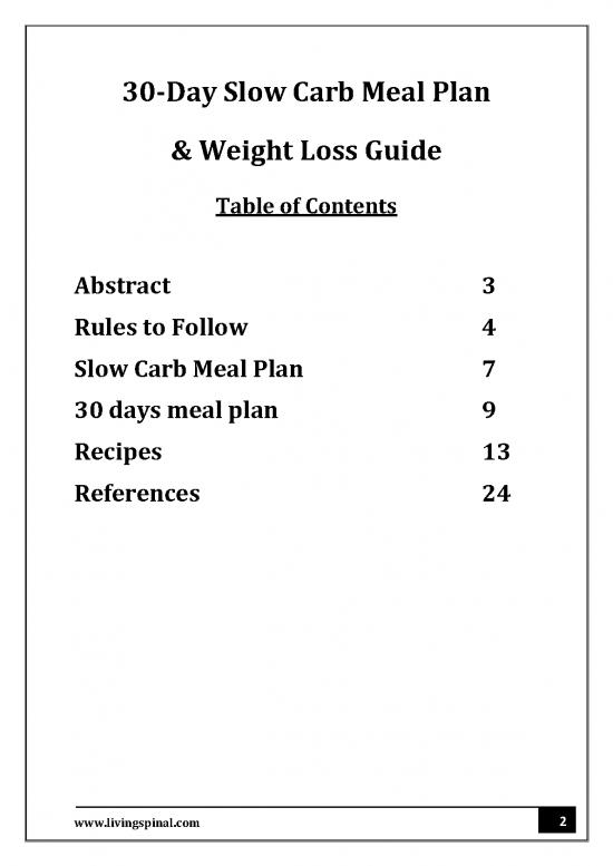 Diet Therapy Pdf 132051 | Slow Carb Meal Plan Living Spinal