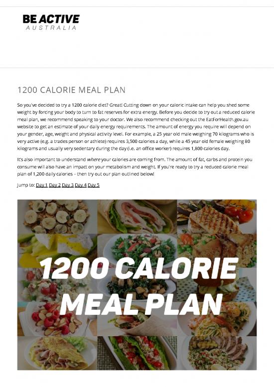 picture Diet Therapy Pdf 133239 | 1200 Calorie Meal Plan Be Active