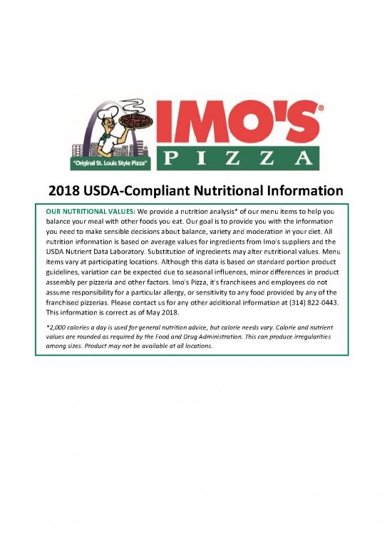 picture Diet Therapy Pdf 133835 | 2018 Usda Compliant Nutritional Information May 2018