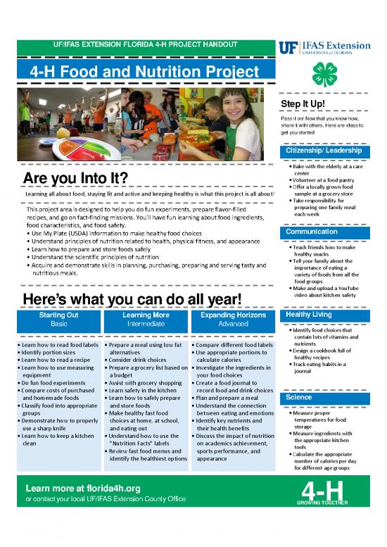 picture Food Nutrition Pdf 134862 | 4 H Food And Nutrition Project