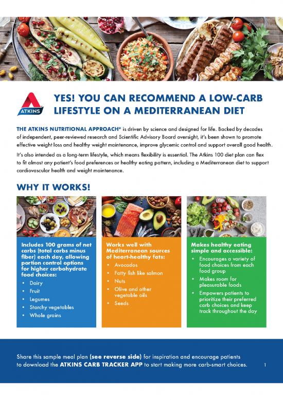 Heart Healthy Diet Pdf 133197 | Atkins 100 Mediterranean Menu Handout Final