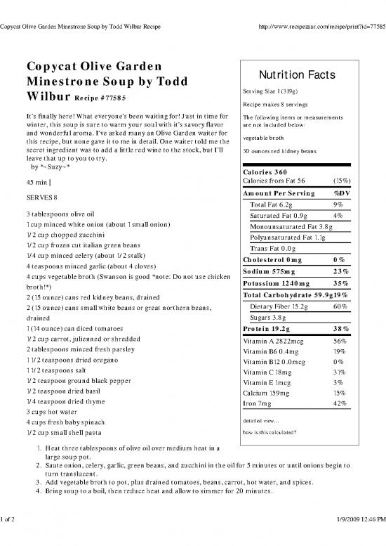 picture_Olive Garden Nutrition Facts Pdf 134180 | Copycat Olive Garden Minest