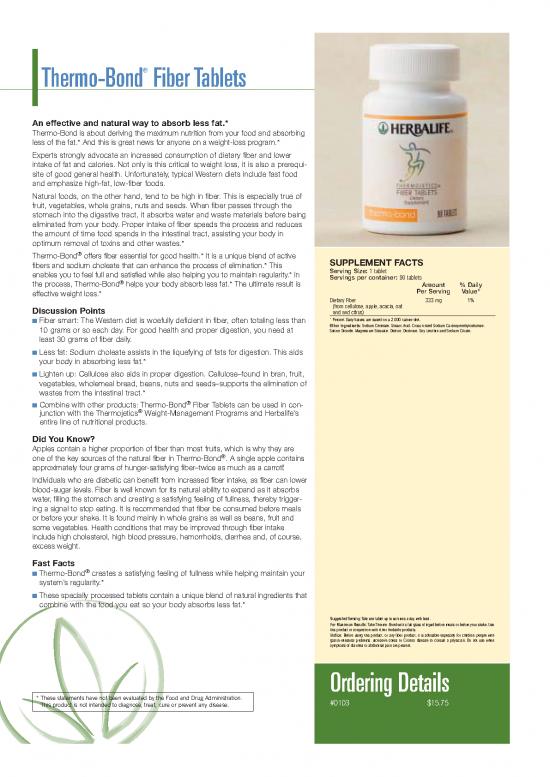 picture Nutrition For Weight Loss Pdf 135106 | Factsheet Thermo Bond