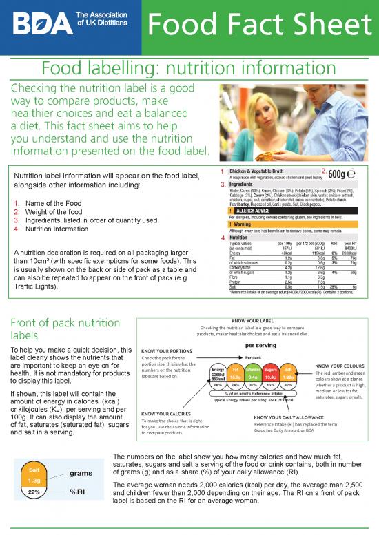 Food Labelling Pdf 133233 | Food Labelling Nutrition Information Food ...