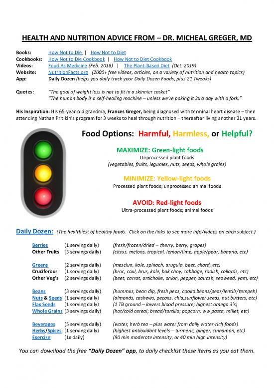 picture Nutrition Articles Pdf 134513 | Greger Handout Summary