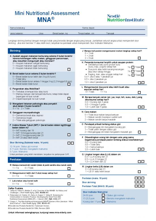 picture Mini Nutritional Assessment Pdf 134001 | Mna Indonesian